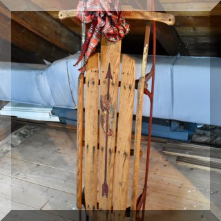 L22. Vintage Flexible Flyer wooden sled 51”l - $28